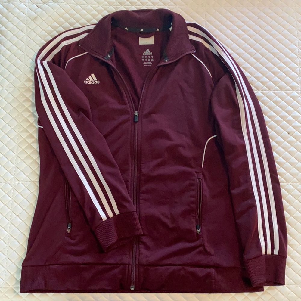Maroon Adidas Track Jacket Zip-up